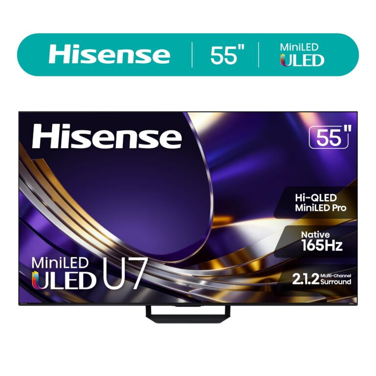Hisense 55" U7 Mini-LED ULED 4K UHD Smart Google TV (55U7SG, 2026 Model) - Hi - QLED MiniLED , Native 165Hz, VRR 330, HDR10+, Dolby Vision, IMAX Enhanced, Anti-Reflection & Glare-Free