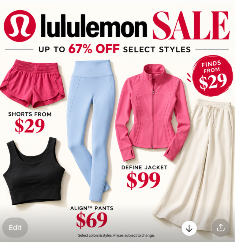 lululemon sale selection (Align pants, Define jacket, shorts, skirts)