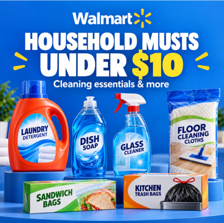 Walmart household essentials under $10 (cleaning, laundry and food storage)