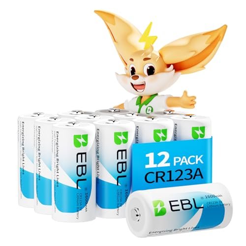 EBL 12 Count CR123A 3V Lithium Battery 1600mAh High Capacity CR123 CR17345