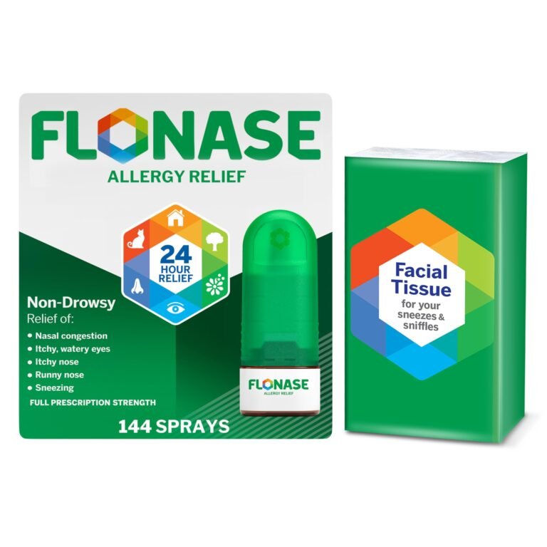 Flonase Nasal Spray for Allergy Relief, Tissues Included, 144 Sprays