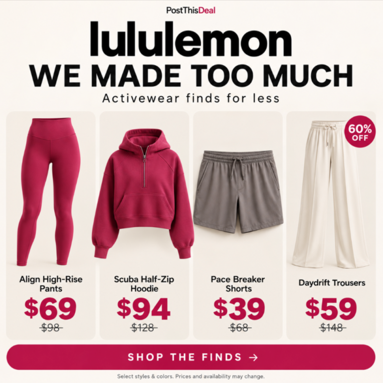 Lululemon We Made Too Much markdowns on select women's and men's styles