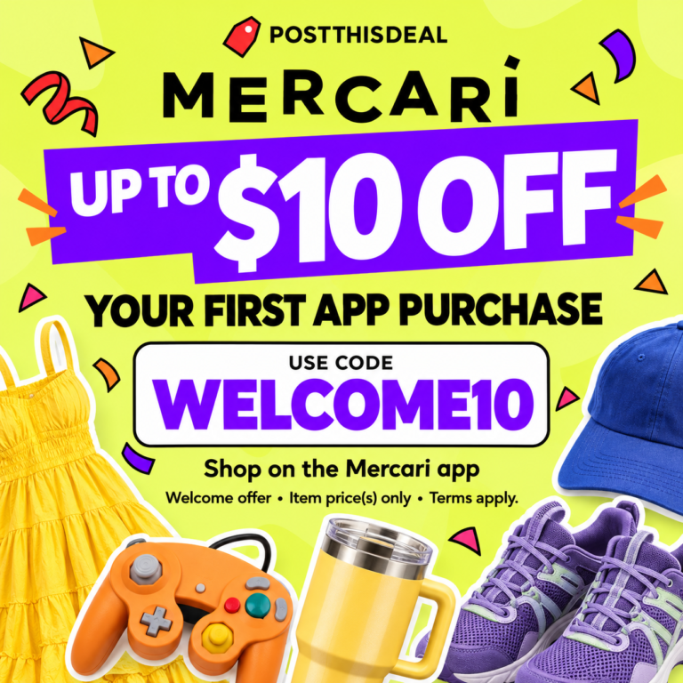 Mercari new-user app coupon (up to $10 off first purchase)