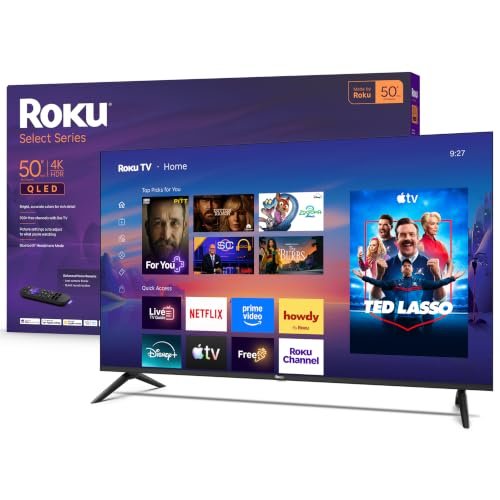 Roku 50-Inch Select Series Smart TV 2026-4K (2160p) QLED TV TV | Flat Screen QLED Television with Voice Remote, Wi-Fi & Bluetooth Headphone Mode - Streaming Live Local News, Sports, & Movies