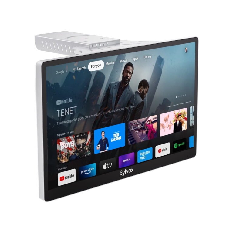 SYLVOX Kitchen TV, 15.6 inch Smart TV with Google System, 1080P FHD Small TV Rotated & Foldable Support Google Assistant WiFi Bluetooth Under Cabinet TV for Kitchen, Bedroom, RV Camper (Mini Smart)