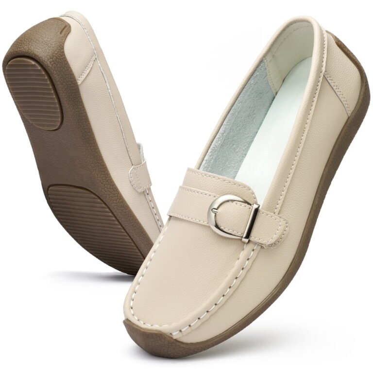 Women's Leather Loafers Classic Slip-On Dress Flats Comfort Office Shoes
